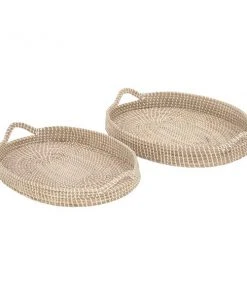 Grayson Lane Brown Sea Grass Trays - Set of 2