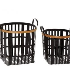 Grayson Lane Black Bamboo Storage Baskets - Set of 2