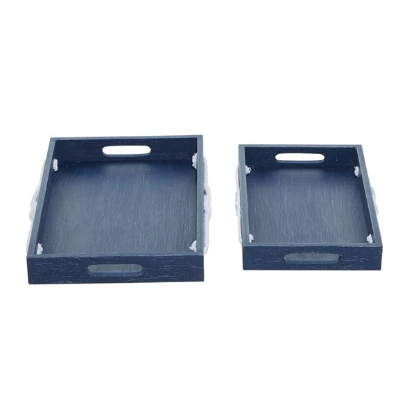 Grayson Lane Blue Wood Trays - Set of 2 5 Grayson Lane Blue Wood Trays - Set of 2 - Image 5
