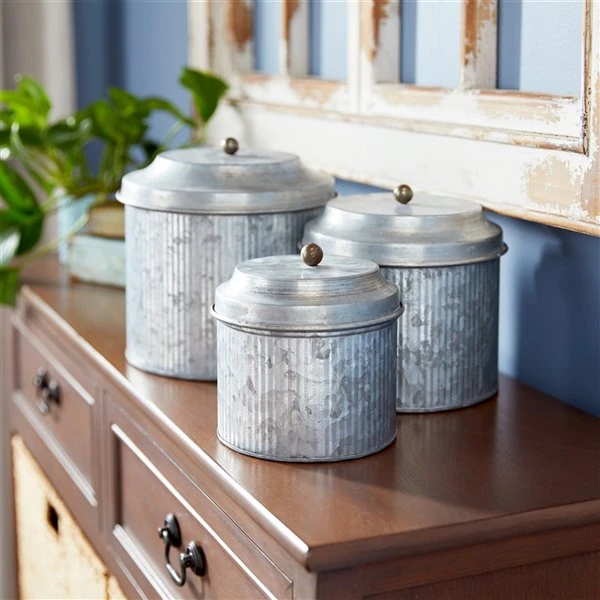 Grayson Lane Silver Decorative Jars - Set of 3 2 Grayson Lane Silver Decorative Jars - Set of 3 - Image 2