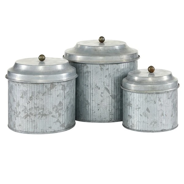 Grayson Lane Silver Decorative Jars - Set of 3 4 Grayson Lane Silver Decorative Jars - Set of 3 - Image 4