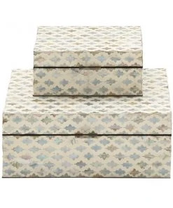 Grayson Lane White Coastal Mother of Pearl Boxes - Set of 2