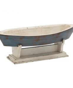 Grayson Lane 8-in x 23-in Coastal Sculpture - Blue wood Sail Boat