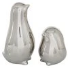 Grayson Lane Set of 2 4-in, 7-in Silver Contemporary Bird Sculpture - Porcelain