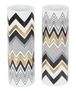 Grayson Lane Set of 2 5-in x 14-in Contemporary Vase - White Dolomite