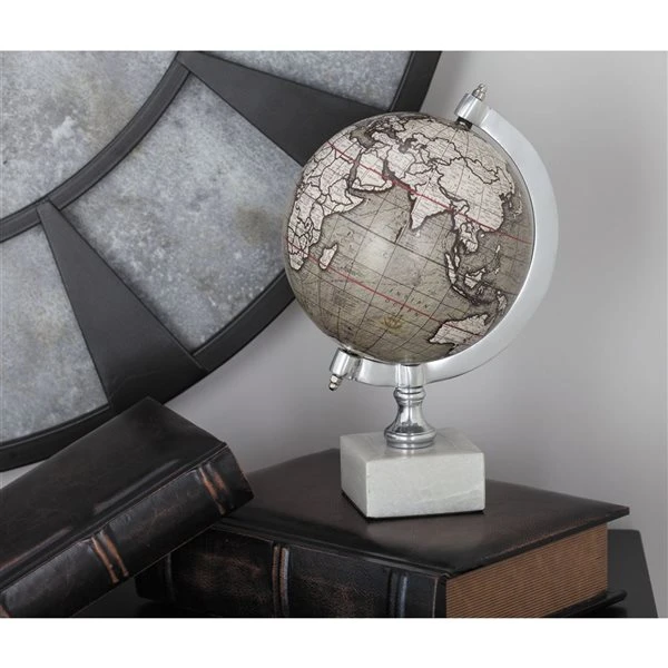 Grayson Lane 11-in x 7-in Contemporary Globe - White Ceramic and Metal 2 Grayson Lane 11-in x 7-in Contemporary Globe - White Ceramic and Metal - Image 2