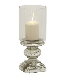 Grayson Lane 14-in x 6-in Traditional Candle Holder - Silver Glass