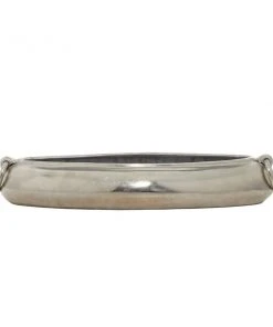 Grayson Lane 4-in x 24-in Contemporary Elongated Bowl - Silver Aluminum