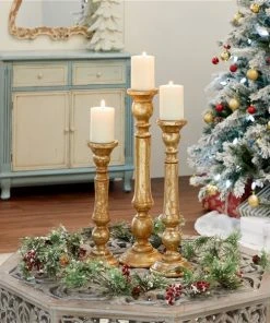 Grayson Lane Set of 3 21-in, 18-in, 15-in Traditional Candle Holder - Gold Mango Wood 7 Grayson Lane Set of 3 21-in, 18-in, 15-in Traditional Candle Holder - Gold Mango Wood -GRAYSON LANE shop 330861460 AlternateImage2 l
