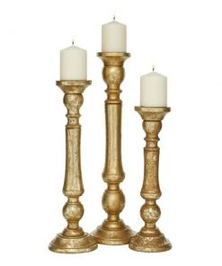 Grayson Lane Set of 3 21-in, 18-in, 15-in Traditional Candle Holder - Gold Mango Wood 9 Grayson Lane Set of 3 21-in, 18-in, 15-in Traditional Candle Holder - Gold Mango Wood -GRAYSON LANE shop 330861460 AlternateImage5 l