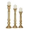 Grayson Lane Set of 3 21-in, 18-in, 15-in Traditional Candle Holder - Gold Mango Wood