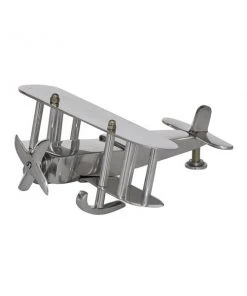 Grayson Lane 4-in x 8-in Modern Plane Sculpture - Silver Aluminum