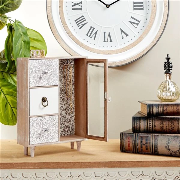 Grayson Lane 15-in x 11-in Eclectic Jewelry Box - Light Brown Wood 2 Grayson Lane 15-in x 11-in Eclectic Jewelry Box - Light Brown Wood - Image 2