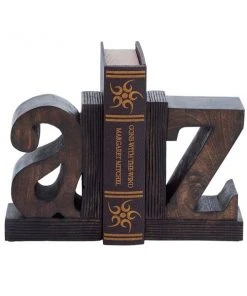 Grayson Lane Set of 2 9-in x 6-in Brown Traditional A Z Bookends - Mango Wood