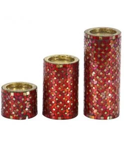Grayson Lane Set of 3 11-in, 7-in, 4-in Glam Candle Holder - Red Metal -GRAYSON LANE shop 330861470 AlternateImage5 l