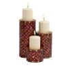 Grayson Lane Set of 3 11-in, 7-in, 4-in Glam Candle Holder - Red Metal
