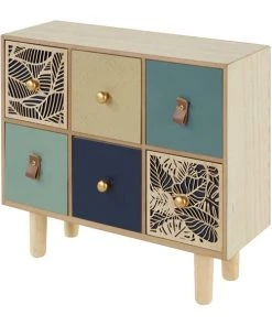 Grayson Lane 12-in x 14-in Eclectic Jewelry Box - Blue Wood