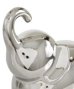 Grayson Lane Set of 2 6-in, 7-in Silver Contemporary Elephant Sculpture - Porcelain -GRAYSON LANE shop 330861482 AlternateImage2 l