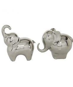 Grayson Lane Set of 2 6-in, 7-in Silver Contemporary Elephant Sculpture - Porcelain -GRAYSON LANE shop 330861482 AlternateImage4 l