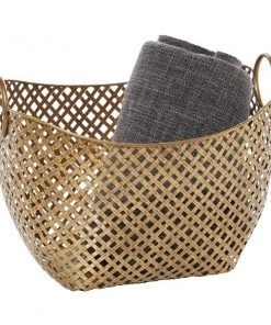 Grayson Lane 11-in x 17-in x 13-in Contemporary Storage Basket - Gold Metal