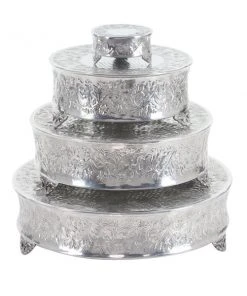 Grayson Lane Set of 4 22-in, 18-in, 14-in, 6-in Silver Aluminum Traditional Cake Stand -GRAYSON LANE shop 330861485 AlternateImage4 l