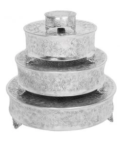 Grayson Lane Set of 4 22-in, 18-in, 14-in, 6-in Silver Aluminum Traditional Cake Stand