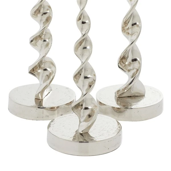 Grayson Lane Set of 3 19-in, 16-in, 13-in Candle Holder - Silver Aluminum 4 Grayson Lane Set of 3 19-in, 16-in, 13-in Candle Holder - Silver Aluminum - Image 4