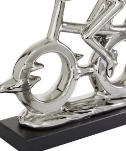 Grayson Lane 13-in x 18-in Sculpture - Silver Porcelain Cyclists -GRAYSON LANE shop 330861496 AlternateImage2 l