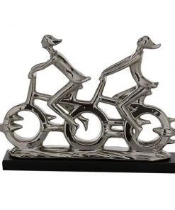 Grayson Lane 13-in x 18-in Sculpture - Silver Porcelain Cyclists