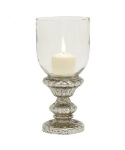 Grayson Lane 14-in x 7-in Traditional Candle Holder - Silver Glass