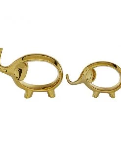 Grayson Lane Set of 2 7-in, 9-in Gold Contemporary Elephant Sculpture - Porcelain -GRAYSON LANE shop 330861519 AlternateImage3 l