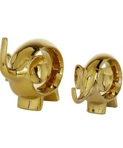 Grayson Lane Set of 2 7-in, 9-in Gold Contemporary Elephant Sculpture - Porcelain -GRAYSON LANE shop 330861519 AlternateImage4 l