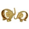 Grayson Lane Set of 2 7-in, 9-in Gold Contemporary Elephant Sculpture - Porcelain