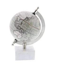 Grayson Lane 8-in x 5-in Contemporary Globe - White Ceramic and Metal