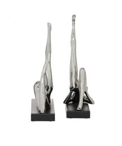 Grayson Lane Set of 2 12.75, 13-in Silver Contemporary Yoga Sculpture - Porcelain -GRAYSON LANE shop 330861528 AlternateImage5 l
