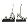 Grayson Lane Set of 2 12.75, 13-in Silver Contemporary Yoga Sculpture - Porcelain