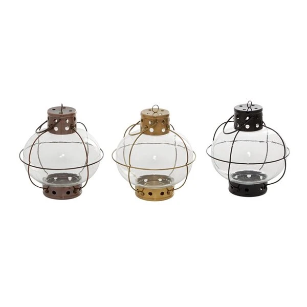 Grayson Lane Set of 3 7-in x 8-in Rustic Lantern - Multi Coloured Metal 5 Grayson Lane Set of 3 7-in x 8-in Rustic Lantern - Multi Coloured Metal - Image 5