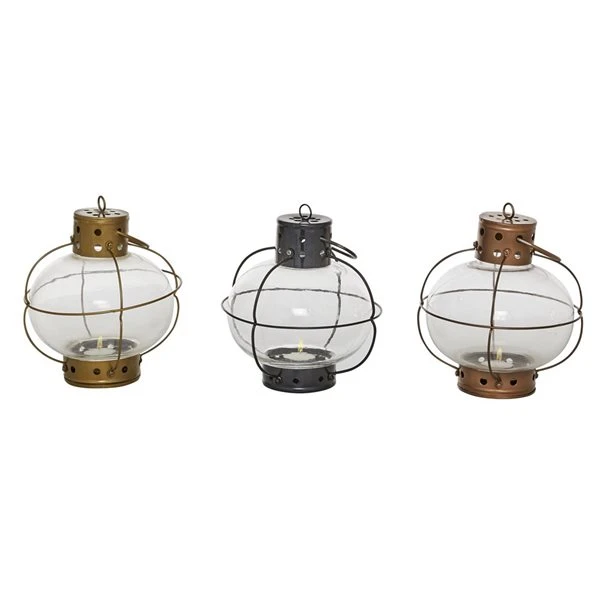 Grayson Lane Set of 3 7-in x 8-in Rustic Lantern - Multi Coloured Metal 1 Grayson Lane Set of 3 7-in x 8-in Rustic Lantern - Multi Coloured Metal