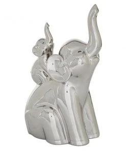Grayson Lane 11-in x 5-in Glam Sculpture - Silver Porcelain Elephant