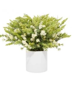 Grayson Lane 32-in x 21-in Natural Artificial Foliage - White Plastic and Ceramic