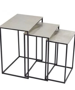 Grayson Lane Set of 3 25-in, 22-in, 20-in Glam Accent Table - Black Aluminum