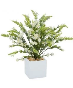 Grayson Lane 17-in x 21-in Natural Artificial Foliage - White Plastic and Ceramic