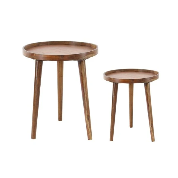 Grayson Lane Set of 2 20-in, 24-in Contemporary Accent Table - Brown Wood 1 Grayson Lane Set of 2 20-in, 24-in Contemporary Accent Table - Brown Wood