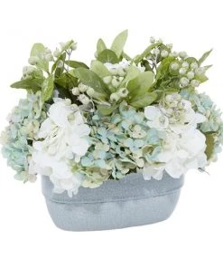 Grayson Lane 19-in x 13-in Natural Artificial Foliage - Teal Plastic and Glass