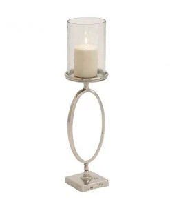 Grayson Lane 22-in x 6-in Contemporary Candle Holder - Silver Aluminum