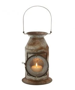Grayson Lane 19-in x 8-in Rustic Candle Holder Lantern - Grey Iron