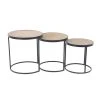 Grayson Lane Set of 3 16-in, 18-in, 20-in Industrial Accent Table - Beige Wood