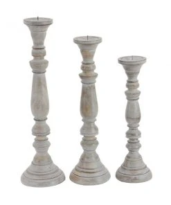Grayson Lane Set of 3 23-in, 21-in, 18-in Traditional Candle Holder - Brown Mango Wood -GRAYSON LANE shop 330861584 AlternateImage5 l