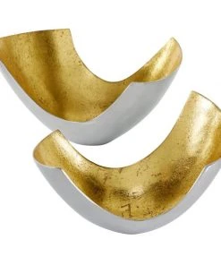 Grayson Lane Set of 2 14-in 12-in Contemporary Decorative Bowl - Gold Aluminum