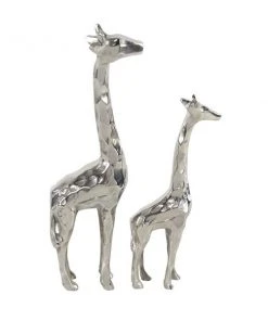 Grayson Lane Set of 2 14-in, 19-in Brown Modern Giraffe Sculpture - Aluminum